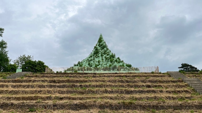 Die lebende Pyramide der Künstlerin Agnes Denes. Es ist eines der Garten-Kunstprojekte der LUGA und steht auf dem Kirchberg im Park Dräi Eechelen vor dem Museum für Moderne Kunst.